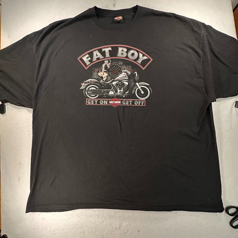 Harley-Davidson Fat Boy T-Shirt Mens 4XL Black McDermott's NY Hanes Beefy XXXXL